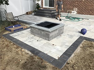 square fire pit modern alpine smooth contemporary pavers oceanic blue raven 6x9 border nicolock